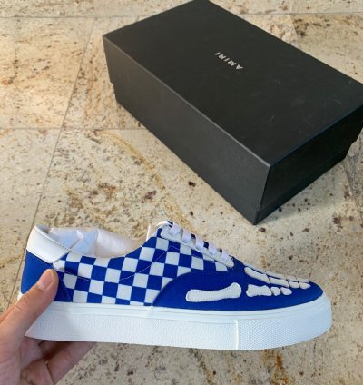 Skeleton Checker Low Top Sneakers In Blue White