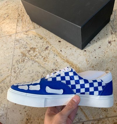Skeleton Checker Low Top Sneakers In Blue White