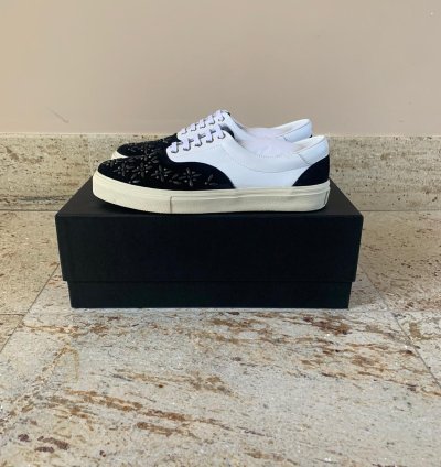 Studded Lace Up Sneakers Low Top In Black White