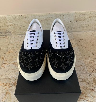 Studded Lace Up Sneakers Low Top In Black White