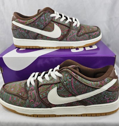 Nike Sb Dunk Low Pro Premium Paisley Brown Men Brand New