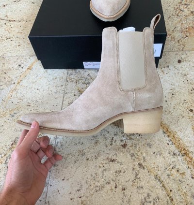 Suede Crepe Sole Boots In Tan