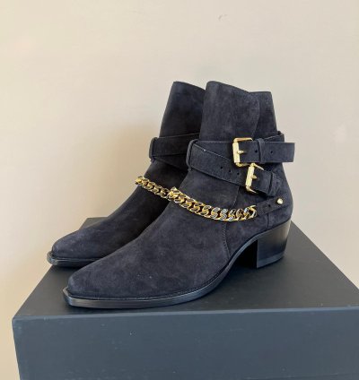 Suede Jodhpur Chain Boots In Black