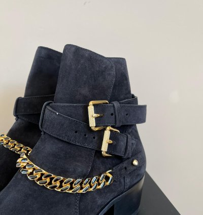Suede Jodhpur Chain Boots In Black