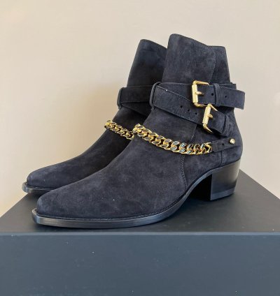 Suede Jodhpur Chain Boots In Black