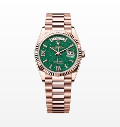 Rolex Day-date 36 Green Aventurine Roman Diamond Dial