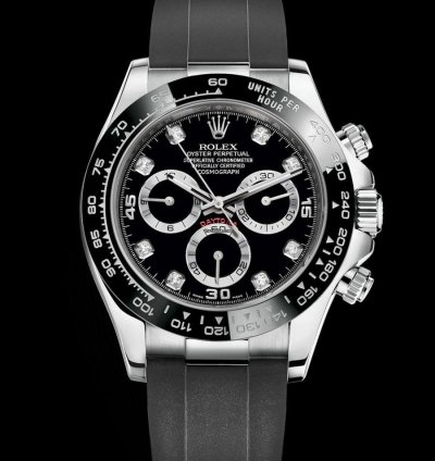 Rolex Daytona 18 Ct White Gold With Black Diamond-set Dial
