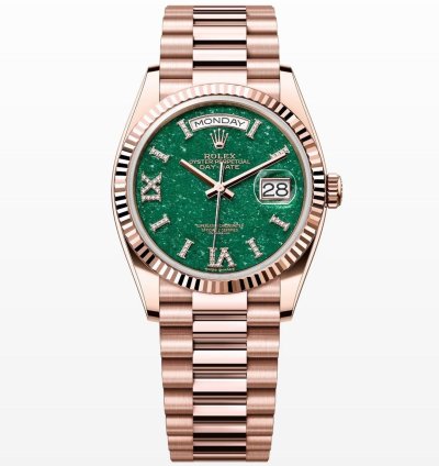 Rolex Day-date 36 Green Aventurine Roman Diamond Dial Unworn