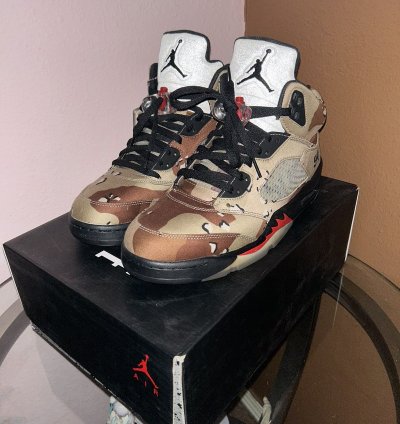 Supreme Jordan 5 Desert Camo Og All