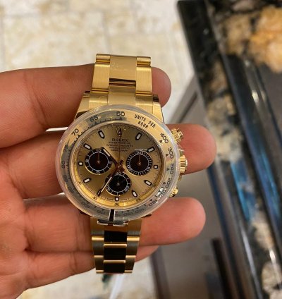 Rolex Daytona 18ct Yellow Gold Automatic Champagne Black Sun Dial 116508