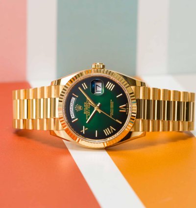 Rolex Day-date 36 Green Ombr Dial Yellow Gold 36mm 128238 - Box Papers 2024