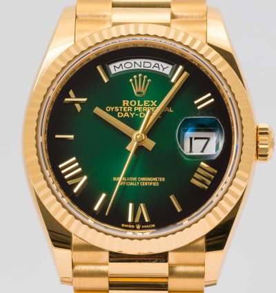 Rolex Day-date 36 Green Ombr Dial Yellow Gold 36mm 128238 - Box Papers 2024