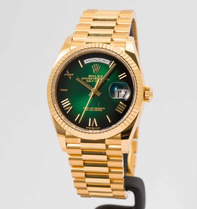 Rolex Day-date 36 Green Ombr Dial Yellow Gold 36mm 128238 - Box Papers 2024