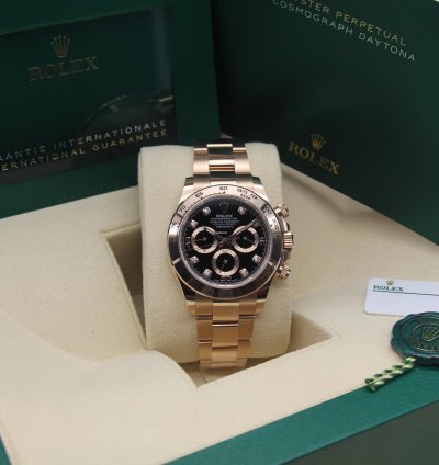 Rolex Daytona 18k Rose Gold Black Diamond Dial 116505