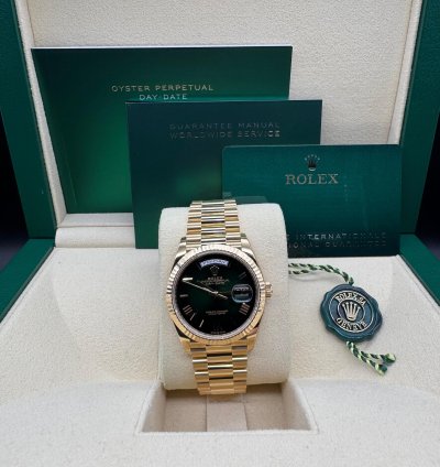 Rolex Day-date 36 Green Ombre Roman Dial Unworn