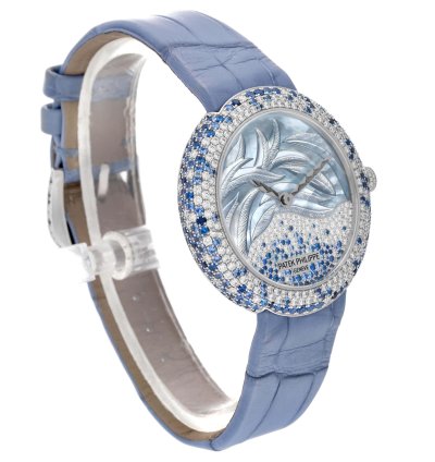 Patek Philippe Calatrava Haute Joaillerie White Gold Mother Of Pearl Diamond Sapphire Ladies Watch 4899