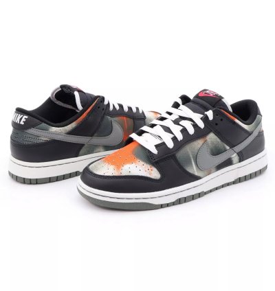 Dm0108-001 Nike Dunk Low Graffiti Black Red Grey Orange Tie-dye Khaki