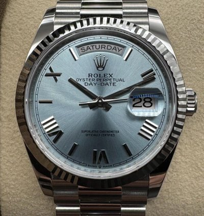 Rolex Day-date 36 Ice Blue Roman Dial Unworn