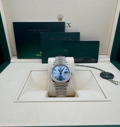 Rolex Day-date 36 Ice Blue Roman Dial Unworn
