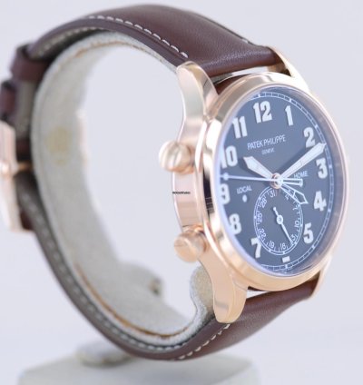 Patek Philippe Calatrava Pilot Travel Time 18k Ros Gold Cal 324 Brown Dial Luxusuhr