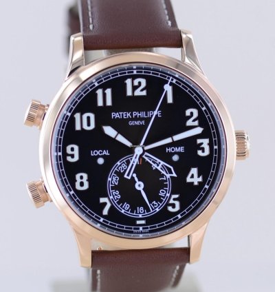 Patek Philippe Calatrava Pilot Travel Time 18k Ros Gold Cal 324 Brown Dial Luxusuhr