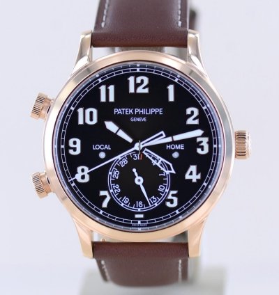 Patek Philippe Calatrava Pilot Travel Time 18k Ros Gold Cal 324 Brown Dial Luxusuhr