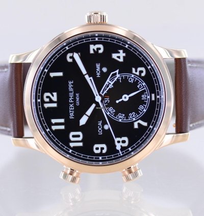 Patek Philippe Calatrava Pilot Travel Time 18k Ros Gold Cal 324 Brown Dial Luxusuhr
