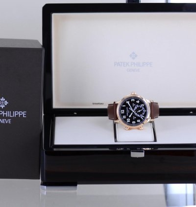 Patek Philippe Calatrava Pilot Travel Time 18k Ros Gold Cal 324 Brown Dial Luxusuhr