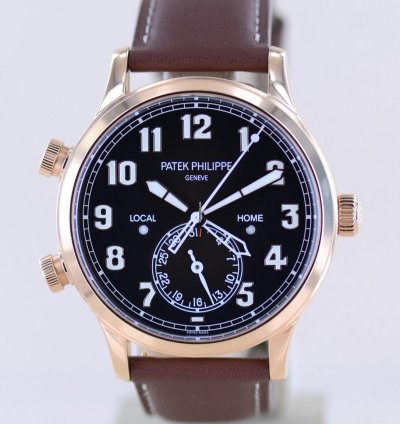 Patek Philippe Calatrava Pilot Travel Time 18k Ros Gold Cal 324 Brown Dial Luxusuhr