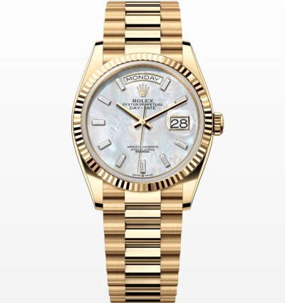 Rolex Day-date 36 Mother Of Pearl Diamond Baguette Dial Unworn