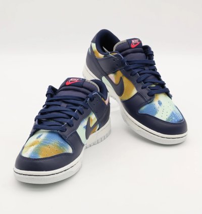 Dm0108-400 Nike Dunk Low Graffiti Navy Yellow Obsidian Summit White Red