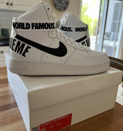 Supreme Nike Air Force 1 High World Famous White