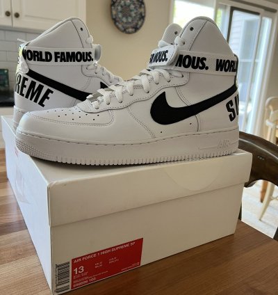 Supreme Nike Air Force 1 High World Famous White