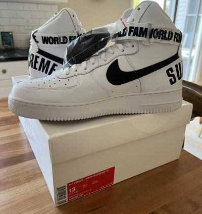 Supreme Nike Air Force 1 High World Famous White