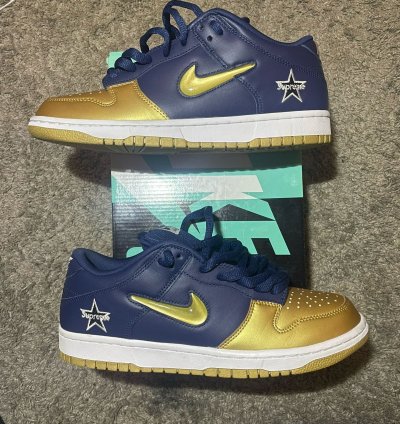 Nike Sb Dunk Low Supreme Jewel Swoosh Gold