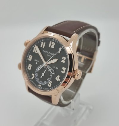 Patek Philippe Calatrava Pilot Travel Time 18k Rose Gold Mens 42mm Watch Ps