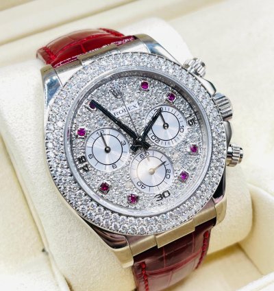 Rolex Daytona 18kt Whitegold Ruby Diamond Original Setting Very Rare Piece