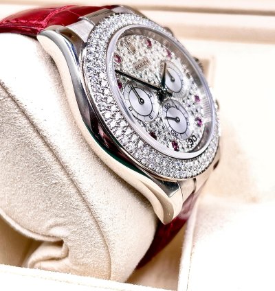 Rolex Daytona 18kt Whitegold Ruby Diamond Original Setting Very Rare Piece