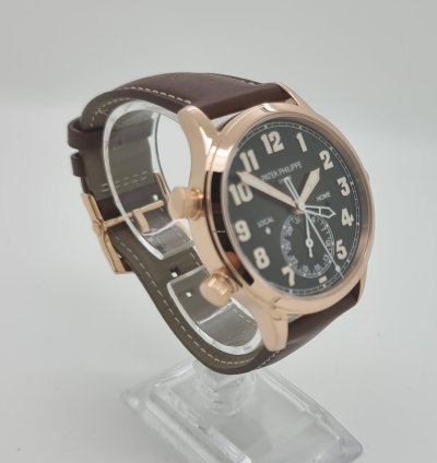 Patek Philippe Calatrava Pilot Travel Time 18k Rose Gold Mens 42mm Watch Ps