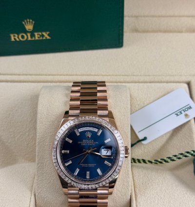 Rolex Day-date 36 New 128395tbr Blue Full Set Xl Jewelry Box Papers And Tags