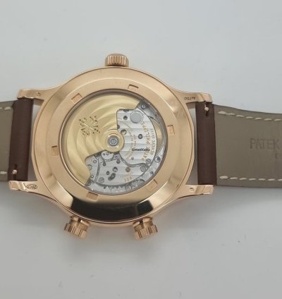 Patek Philippe Calatrava Pilot Travel Time 18k Rose Gold Mens 42mm Watch Ps