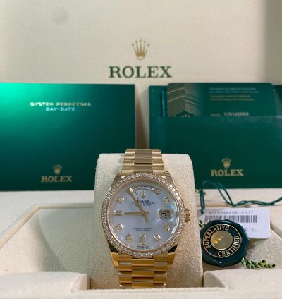 Rolex Day-date 36 New 2022 Unworn Day-date 36 Yellow Gold Mother-of-pearl Diamond Dial Diamond Bezel