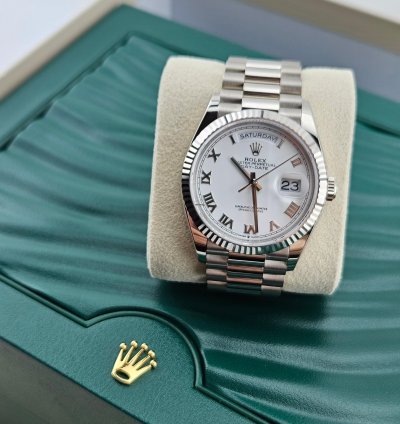 Rolex Day-date 36 New 2023 President White Gold 18kt White Dial Roman Letter 128239-0038