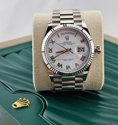 Rolex Day-date 36 New 2023 President White Gold 18kt White Dial Roman Letter 128239-0038