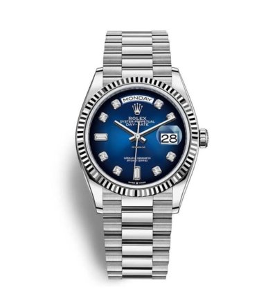 Rolex Day-date 36 New Day-date 36mm 128239 Fluted Bezel Blue Ombre Diamond Dial Presidential Band