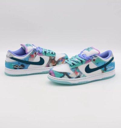 Hf6061-400 Futura Nike Sb Dunk Low White And Geode Teal