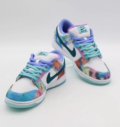 Hf6061-400 Futura Nike Sb Dunk Low White And Geode Teal