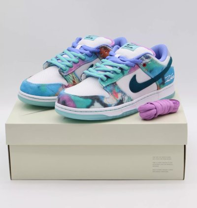 Hf6061-400 Futura Nike Sb Dunk Low White And Geode Teal