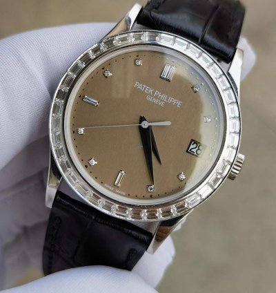 Patek Philippe Calatrava Platinum Diamond Automatic Watch 38mm Calatrava Pt950 5298p-001