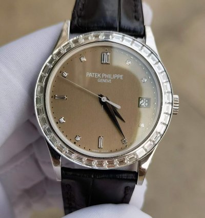 Patek Philippe Calatrava Platinum Diamond Automatic Watch 38mm Calatrava Pt950 5298p-001